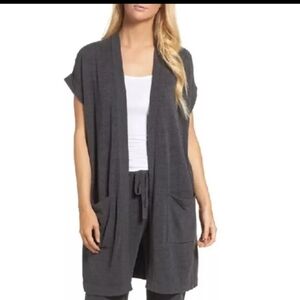 Barefoot Dreams 497 the Cozychic Ultra Light Short Sleeve Duster Cardigan Size L